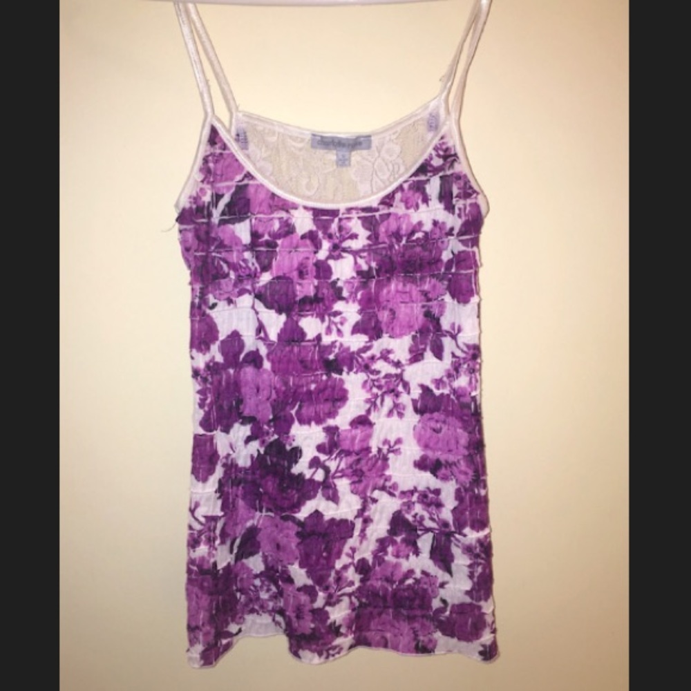 🌸Ruffle & Lace Purple Floral Tank🌸